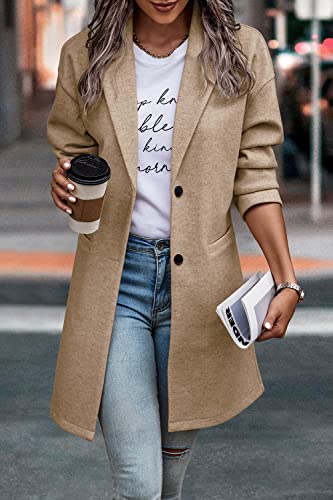 PRETTYGARDEN Women Plaid Shacket Jacket Trendy Fall Casual Button Wool Blend Tartan Trench Coat Winter Clothing with Pockets