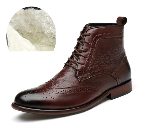 Santimon Men's Oxfords Boots Dress Casual Leather Fashion Wingtips Brogues Chelsea Boots Tuxedo Ankle Danner Boots for Men2