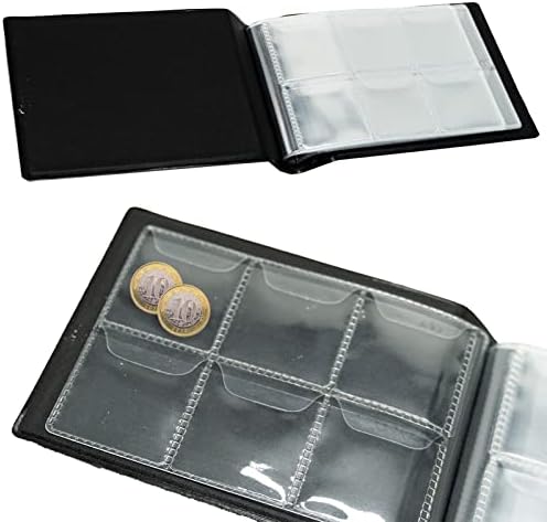 2 Pack Coin Collection Album 60 Coin Holders Can Hold 50P and 2 Pound Coins Black and Blue