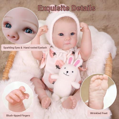 Muñeca Reborn Vinil 18 Pulgadas con Accesorios miniatura 6