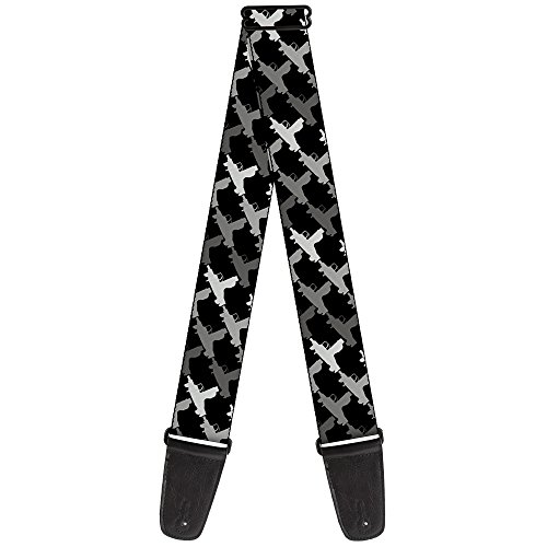 Image of Buckle-Down GS-W32104 inchUzi Monogram Black /Grays inch Guitar Strap