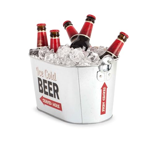 Balvi - Party Time enfriador de bebidas. Cubo de metal para enfriar bebidas. Incluye dos abridores en