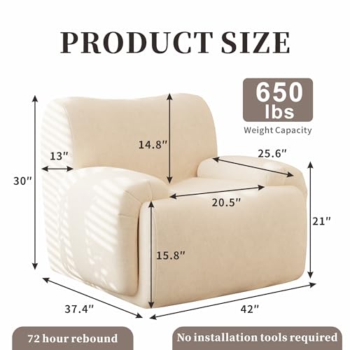 Sillón moderno boneless beige chenille cómodo miniatura 2