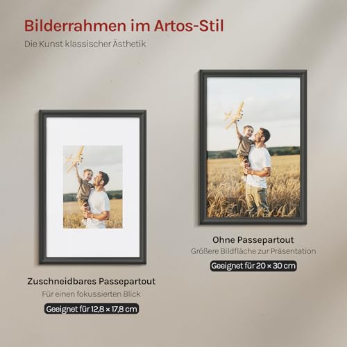 WOLTU Bilderrahmen 20x30, 5er set, Massivholz Fotorahmen mit Passepartout – Ansicht 3