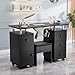 OmySalon Nail Desk and Chair Set, Manicure Table with Dust Collector, Arm Rest, 8 Wheels, Acetone Resistant Desktop, Drawers & Cabinet Storage for Makeup Beauty Salon (Black)