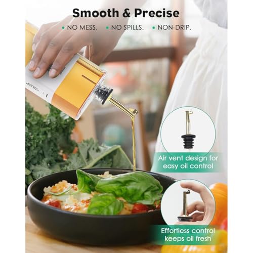 Dispensador de aceite de vidrio y juego para vinagre con vertedor de cocina 6
