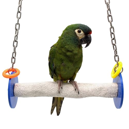 Sweet Feet and Beak Roll Bird Swing - Pumice Perch Bird Toys Trims Nails and Beaks, Safe and Non-Toxic Bird Cage Accessories for Small and Large Birds, Swinging Toys Birds Will Love, Large 10.5 Inches