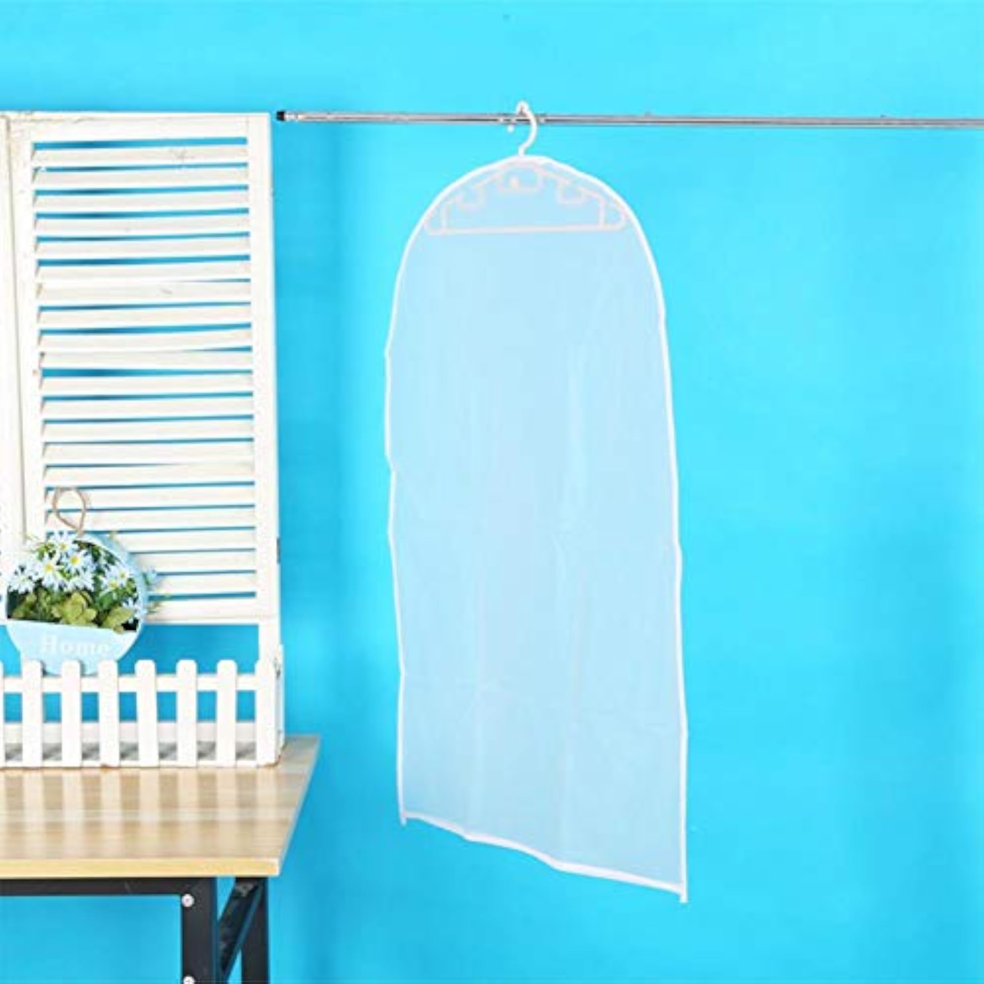 5pcs Multi Size Clothes Hanging Bag Washable Plastic Wardrobe Storage Bag