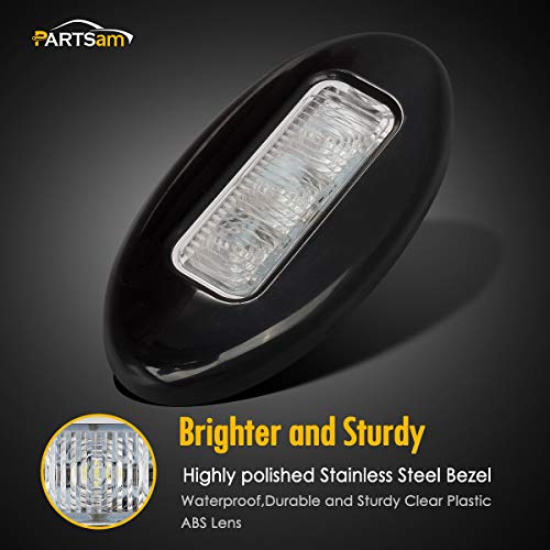 Partsam 10Pcs 3-1/4\" Oblong LED Courtesy Lights Surface Mount Black Finish 3LED Blue 12V Led Boat Marine Lights Accent Step Deck Lighting Recess Mounted Oval Led Side Marker and Clearance Lights - Thumbnail 7