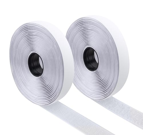 Anstore 5Mx20mm Klettband Selbstklebend Extra Stark, 2cm Breite 5m Lang Klettverschluss zum Kleben Klettband Weiß Für Fl...