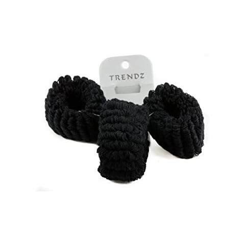 Mytoptrendz® Set Of 3 Black Soft Fabric Donut Hair Band Scrunchie Hair bobble Ponytail Holder Cover
