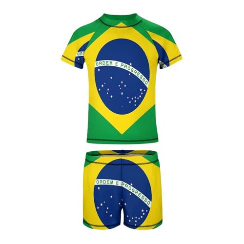Brazilian FlagChildren's Casual Swimsuit Set - Simple and Versatile8-10Y（130cm）2