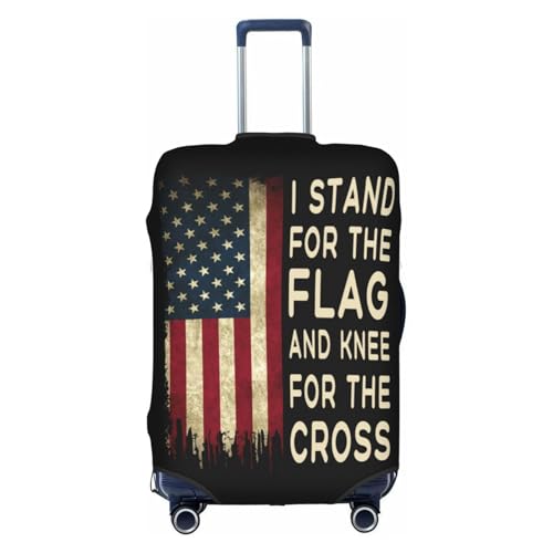 Travel Luggage Cover Vintage I Stand For The Flag I Kneel For The Cross Fashion Washable Baggage Suitcase Protector Fit For Luggage X-Large