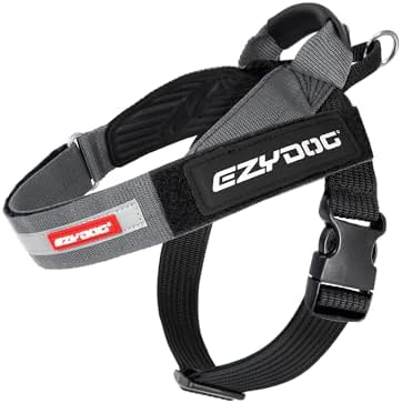 EZYDOG Express Uprząż dla psa, dla małych, średnich i dużych psów, ergonomiczna konstrukcja, formowany uchwyt, klamra boczna z łatwym odpinaniem, rozmiar M, czerwone