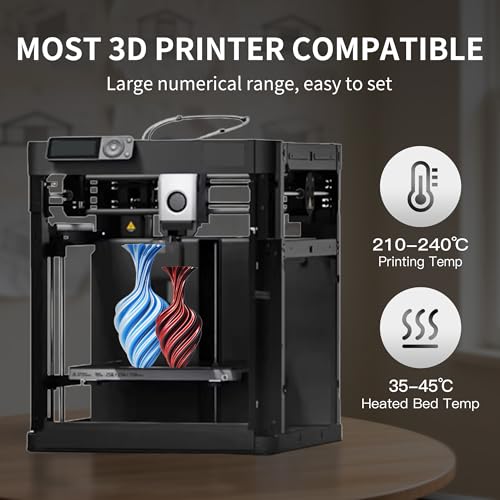 Image of RAMBERY Silk Dual Color 3D Printer Filament Bundle 1.75mm + /- 0.02mm, Bicolor PLA 3D Printing Filament 200gX4 Spools (1.76 lbs), Black-Silver, Red-Black, Blue-Silver, Yellow-Green