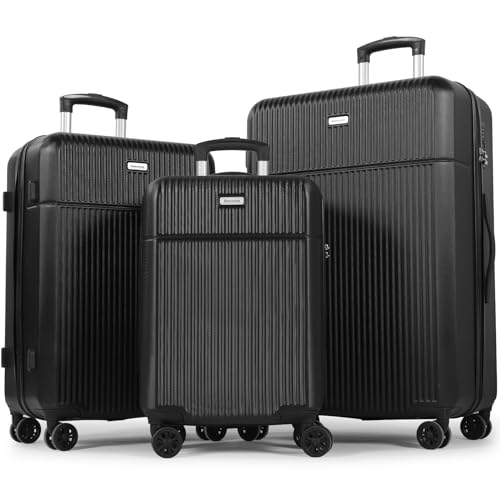 H.yeed Luggage Sets 3, ABS Hard Shell Lightweight Trolley Travel Suitcase Set with 4 Spinner Wheels TSA Lock for Man Women, 21