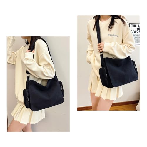 SAANG & JAT Casual Canvas Messenger Bag, Zippered Crossbody Bags for Women Men Slouchy2