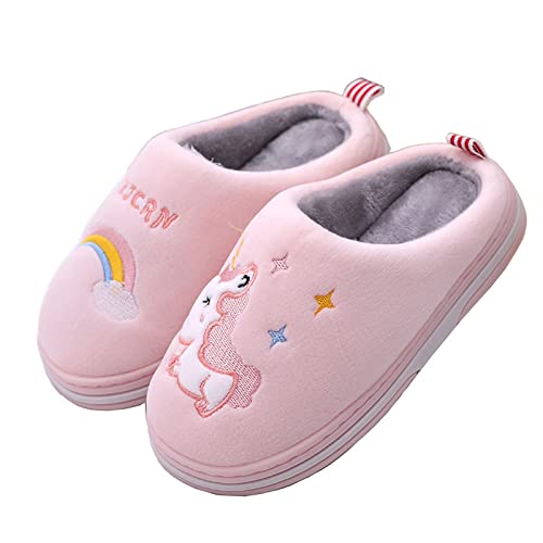 Cozozn Chaussons pour fille - Chauds - Antidérapants - En peluche - Licorne et lapin, Licorne rose., 28/29 EU Cover