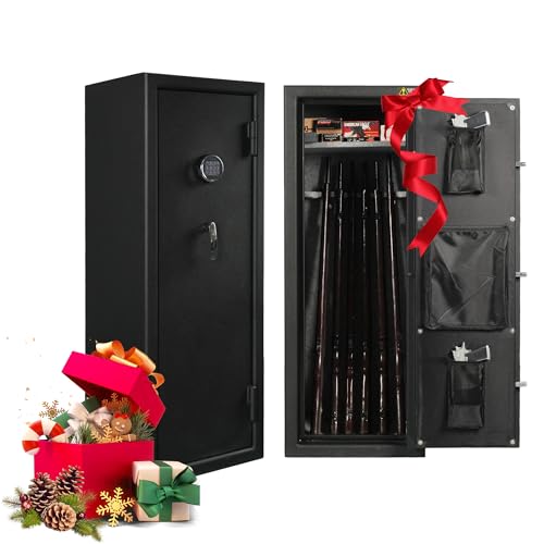 XPEDITION 14 Gun Fireproof Safe for Rifles and Pistols, Gun Cabinet with Keypad/Key Access, Fire and Water Safe with Combination Lock, Gun Safes for Rifles and Shotguns (14 gun safe)