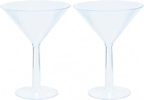 Fun Express Large Plastic Martini Glasses Set of 2 - Giant 28 oz Reusable Fancy Cups for Party, Wedding & Special Events | Oversized Drinkware for Cocktails & Martini Decorations