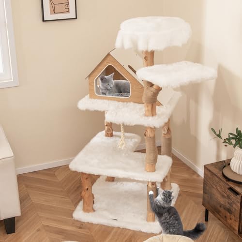 Árbol para Gatos de Madera Maciza Tangkula 60 pulgadas miniatura 2