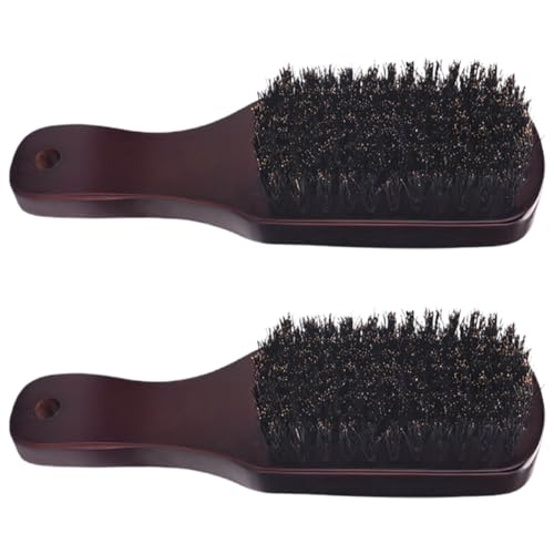 PAMINGONO 2 pièces Brosse à Barbe Homme Poils de Sanglier Durs Brosse Styling Barbe Moustache Manche Bois Naturel Suspension Portable pour Voyage et Usage Quotidien