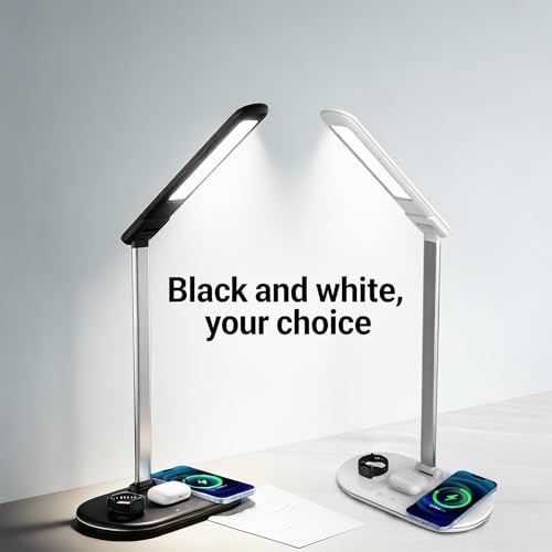 FJHBL 3-in-1 Wireless Charging Lamp with Adjustable Neck,Multi-Device Charging Station&Dimmable Desk Light,3 Color Modes,Touch Control,120° Wide Light for Home Office,Bedside,HYT2096 Black. by FJHBL - Used condition - Image 7