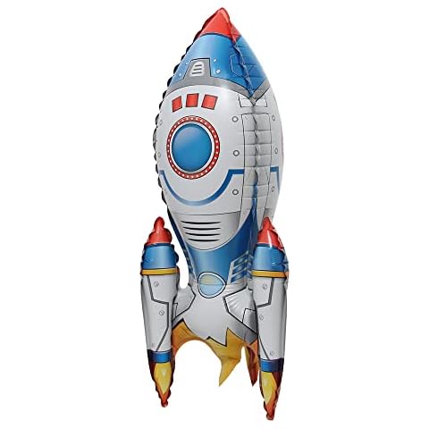 Inflatable Rocket spaceman astronaut Balloons Base Standing Rockets Foil Balloon Boys Space Theme Birthday Party Kids Inflatable Rocket Toys Decor (Selfstand Rocket) Cover