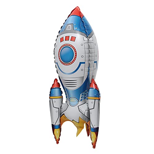 Inflatable Rocket spaceman astronaut Balloons Base Standing Rockets Foil Balloon Boys Space Theme Birthday Party Kids Inflatable Rocket Toys Decor (Selfstand Rocket)