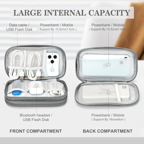 Image of Portable Storage Organizer for USB Cable, Earphone, Power Bank,Charger, Hard Disk & Digital Gadgets, with Mesh Pockets Size Inside's Material and Color May Vary JDGP-5 (Dark Grey)