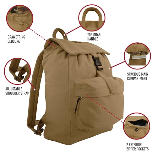 Rothco Canvas Daypack – Heavy-Duty Cotton Canvas Backpack for Hiking, Camping, Traveling, and Daily Use – 34L Capacity, Navy Blue2