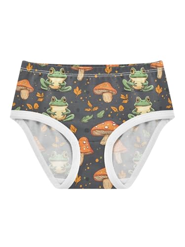 ZZKKO Autumn Mushroom and Cute Frog Girls Underwear Toddler Panties for Girls Comfort Brief Size 2-8T