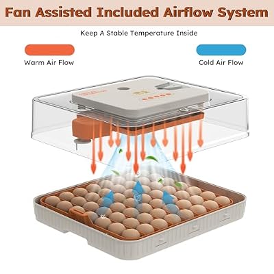 Egg Incubator for Hatching 56 Chicken, Duck, Quail & Goose Eggs Automatic Egg Turner, Humidity & Temperature Control, Built-in LED Candler, Auto Water Refill, 360 Clear View Digital Poultry Hatcher
