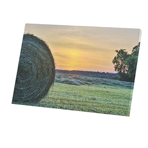 Toile meule de paille soleil couchant, impression d'art de qualité