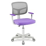 Costzon Kids Desk Chair, Adjustable Children Study Computer Chair with Arms & Wheels, Student Swivel Rolling Task Chair, Ergonomic Kids Office Chair for Girls Age 4-12, Home Bedroom School, Purple