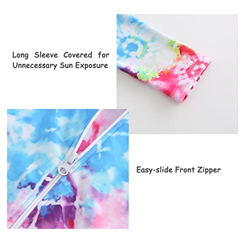 Aisyee Girls One Piece Swimsuits Long Sleeve Rash Guard Kids Hawaiian Bathing Suit UPF 50+ Swim Shirts 3-16 Years4