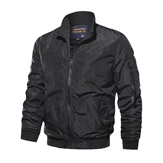 Militärjacka Herr Slim Bomberjacka Aurumn Winter Herr Ytterkläder Casual Långärmade jackor och kappor Herrkläder Plusstorlek - MG9023 Svart, XXXL
