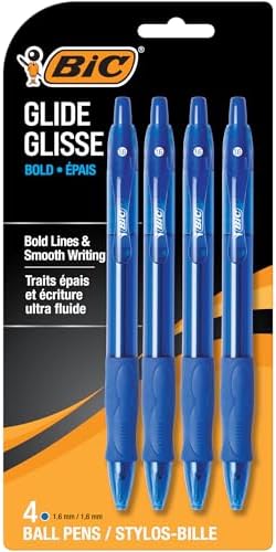 BIC VLGBP41-Blu Velocity Bold Retractable Ball Pen, Bold Point (1.6mm), Blue, 4-Count