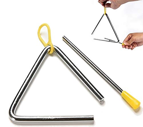 Akoak 1 Pack Triangle Instrument 6 Inch Musical Steel Triangle Percussion With Striker Children's Toy Music Rhythm Iron Stand Percussion Set Suitable For Children Teaching #TOP2