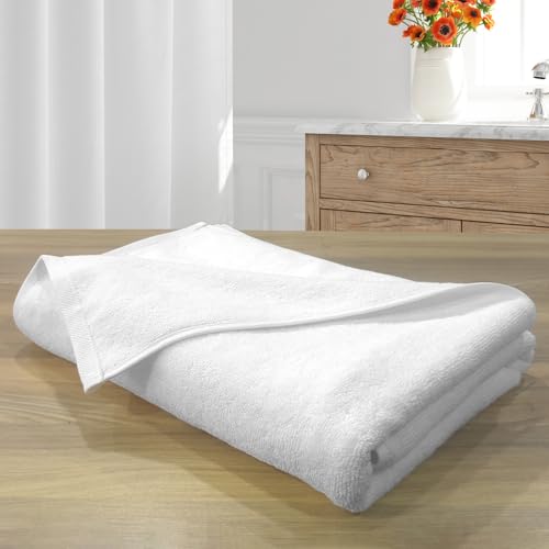 LABHAM - Hotel Premium 700GSM, Pure Cotton, Super Soft, Anti Microbial, Bath Towel (75cm x 150cm), Pack of 1 - White
