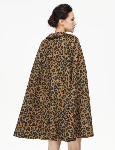 Women Wool Blend Cape Coat with Pockets Vintage Idyllic Single-Breasted Pea Coat Outwear for Fall Winter3