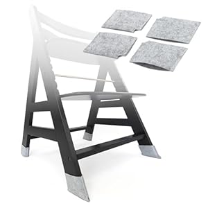LaLoona Filzgleiter Set für Hochstuhl | 4X Bodenschoner kompatibel mit Hauck Alpha, Beta, roba Sit Up & UVM. | aufsteckbarer Kratzschutz für Parkett & Laminat – Grau