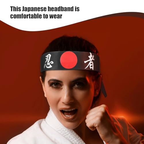 GALPADA Bushido Hachimaki-Stirnband – Schwarzer Japanisches Stirnband Baumwolle Karate- Sushi-Koch-Bandana Zum Anbinden Kostüm-Kopfbedeckung Für Cosplay Kochbedarf