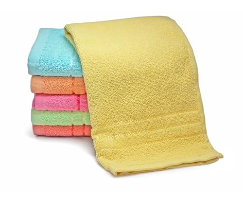 Image of Hand Towel Set of 12 (35x50 cm, 450 GSM) - Soft Cotton, Absorbent, Quick Dry - Bathroom, Wash Basin, Kitchen, Travel & Gym Face & Hand Towel for Men & Women-Multicolor