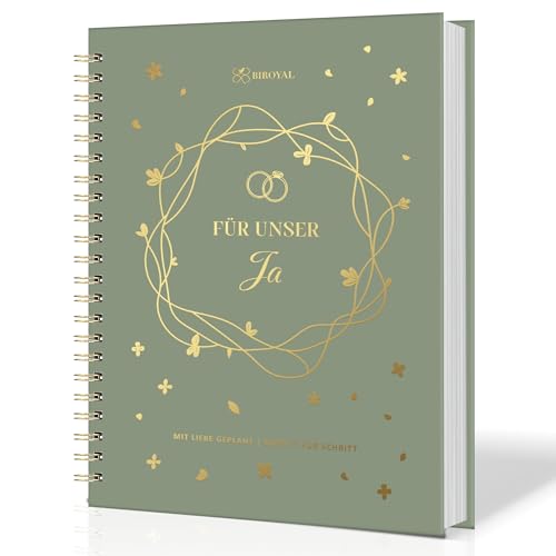 BIROYAL Hochzeitsplaner Deutsch Wedding Planner mit Terminplan Checklisten und Tipps 160 Seiten Personalisiert Hochzeitsplaner Buch Organizer für Eure Trauung Perfektes Verlobungsgeschenk DIN A4