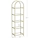 Homhedy Bookshelf Arched Display Racks,Metal Bookcase,Tempered Glass Shelves,Storage Rack Shelf for Home Office,Living Room,Bedroom, Bathroom,Modern Style (Golden, 11.8