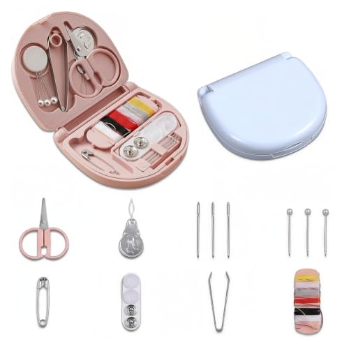 Image of HASTHIP 2 Pack Travel Sewing Kit Portable Mini Compact Sewing Repair Box Set with Threads Needles Little Scissors for Home Traveling or Emergency Repair