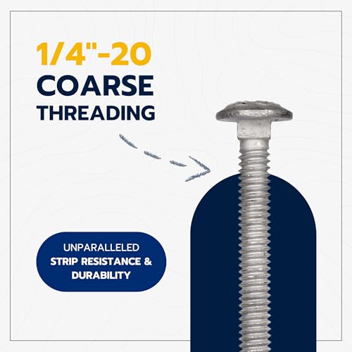 Image of 1 /4 inch x 1 inch (100 Pack) Galvanized Carriage Bolt Kit Grade 307A Includes 1 /4 inch USS Flat Washers (100 pcs) and 1 /4 inch-20 Hex Nuts (100 pcs), Hot Dip Galvanized for Exterior Use by Makers Bolt