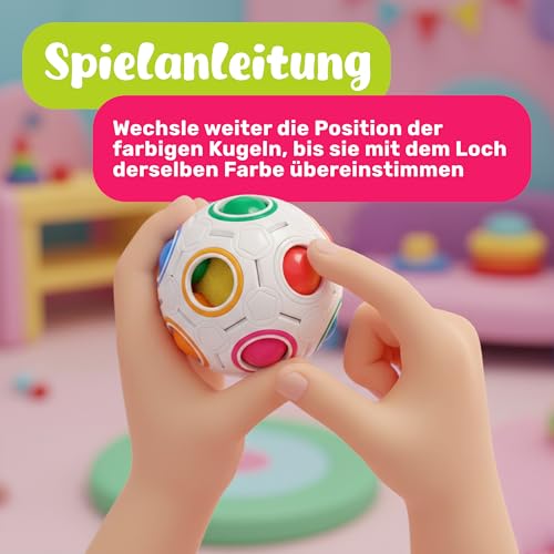 CUBIDI® Original Regenbogenball – Geschicklichkeitsspiel & Fidget Toy für Kinder und Erwachsene – 3D Kugellabyrinth Brainteaser, Anti Stress Spielzeug ab 4 Jahren