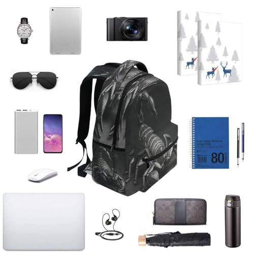QUGRL Black Scorpion Cool Backpack for School Girls Boys Funny Large Bookbag Laptop Computer Hiking Travel Bag Casual Daypack Elementray Schoolbag for Teens Adult 16 Inch4